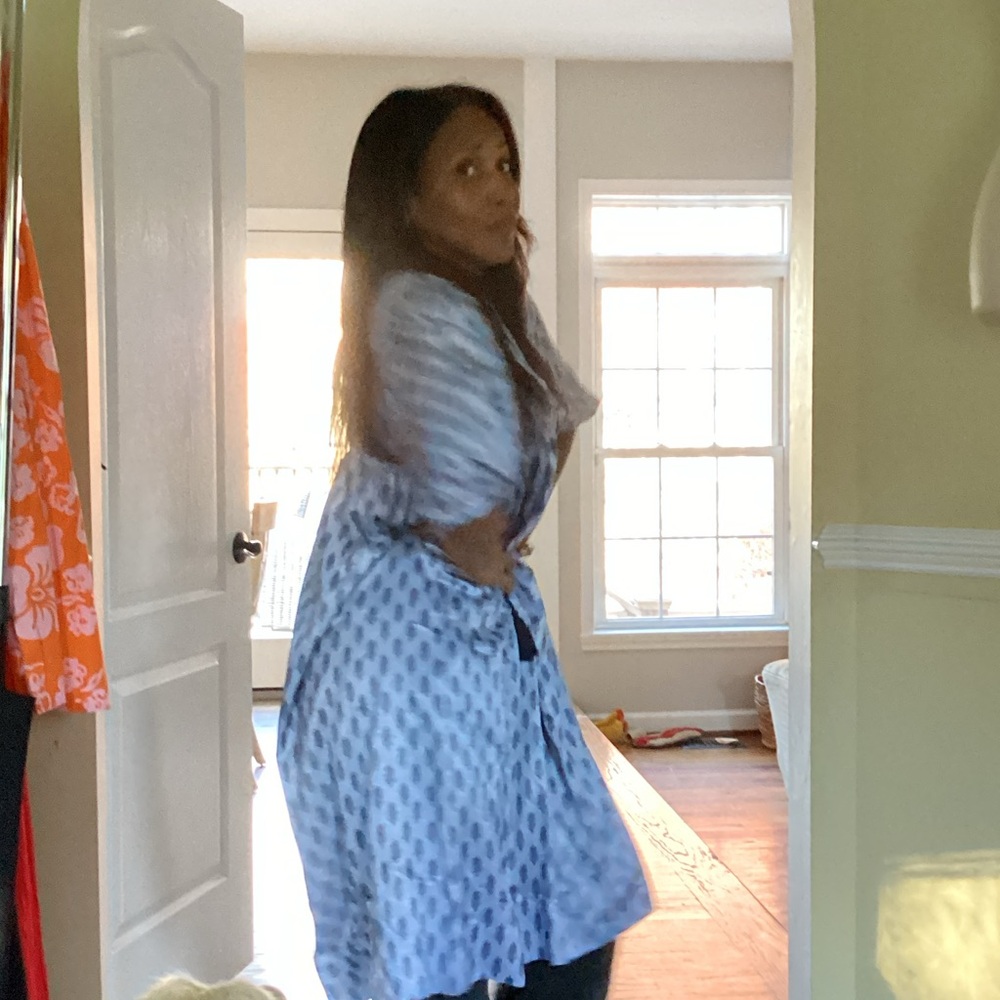Blue Patterned Maxi Dress - Picture 3 of 4